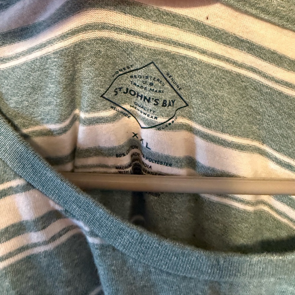 St Johns Bay Striped Teal and White Men's Shirt XXL - Picture 4 of 4